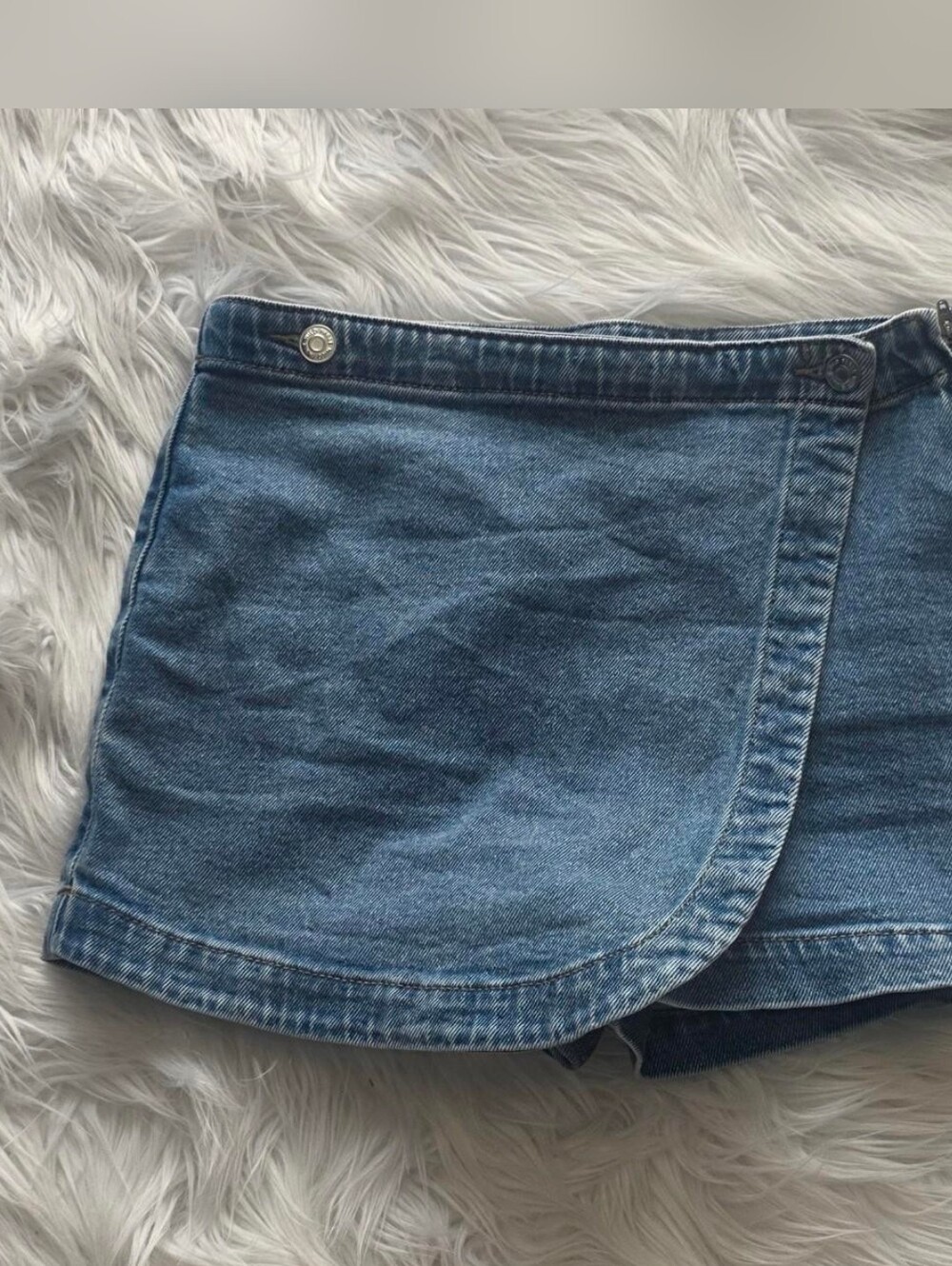 Denim Wrap Skort in Medium Blue